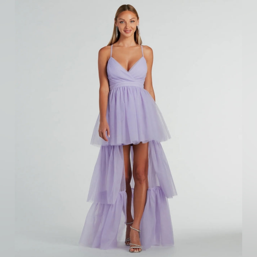 Lavender Ophelia Tulle Formal Ruffled Dress